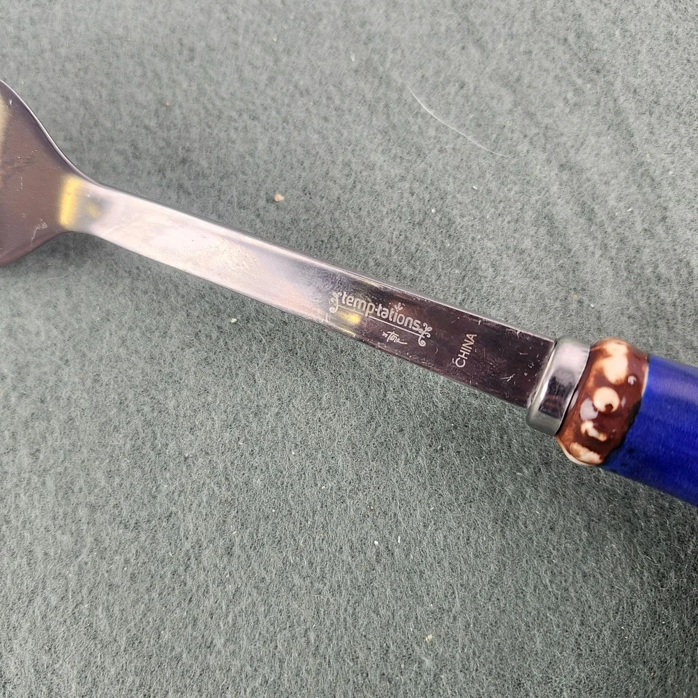 Temptations‎ by Tara Floral Lace Ceramic Stainless Steel Meat Fork Utensil